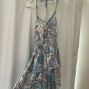 TCEC Blue and Cream Paisley Mini Dress